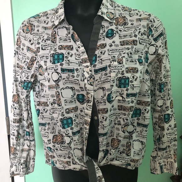 Vintage Tops - Fun Tie Bottom Button Down